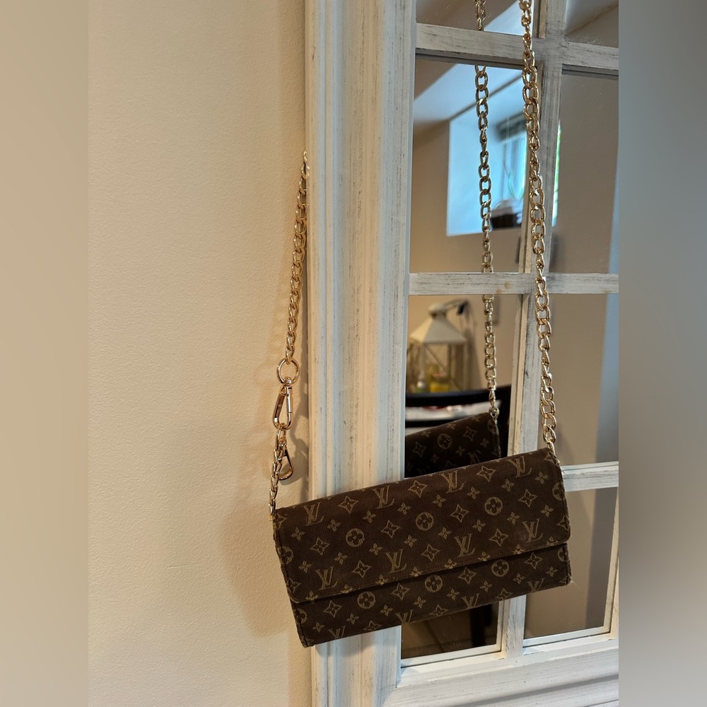 Mini Lin Brown Denim Louis Vuitton Wallet - Picture 3 of 12